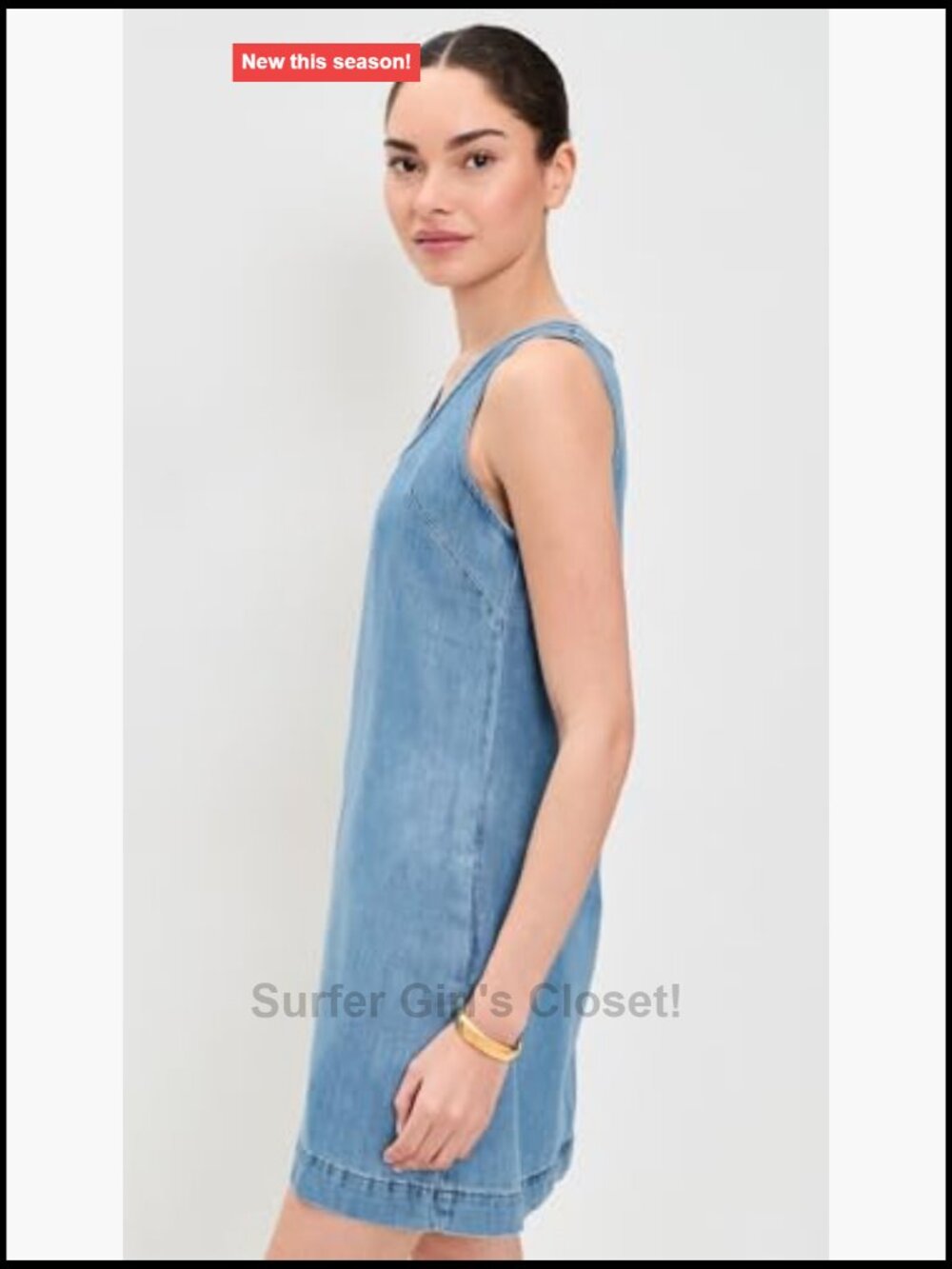 Women's Square Neck Sleeveless Mini Dress Cotton Tencel Casual - Picture 5 of 6